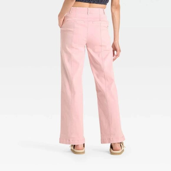 Universal Thread Women's High Rise Wide Leg Pants Jeans Light Pink 12 NWT - Picture 2 of 4